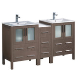 Fresca FCB62-241224GO-I Fresca Torino 60" Gray Oak Modern Double Sink Bathroom Cabinets w/ Integrated Sinks