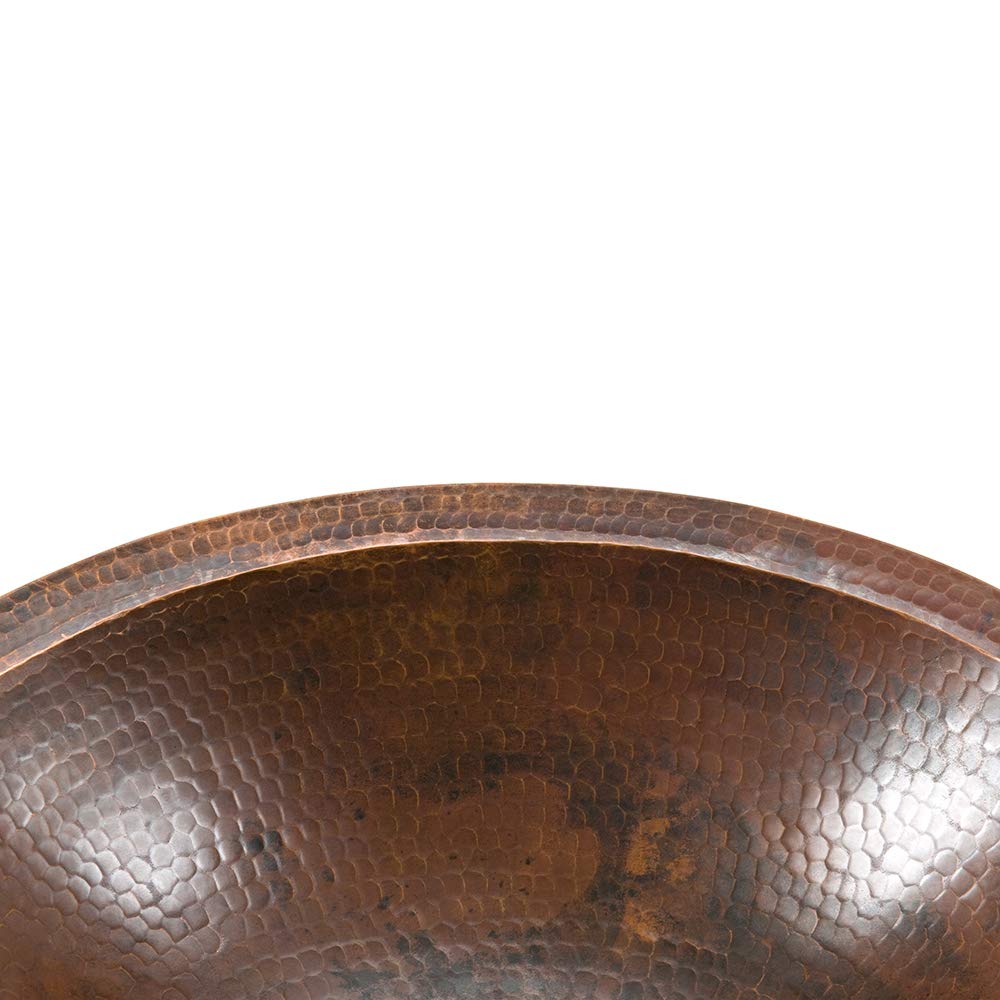 Premier Copper Products LO17FDB 17-Inch Oval Under Mount Hammered Copper Sink, Oil Rubbed Bronze