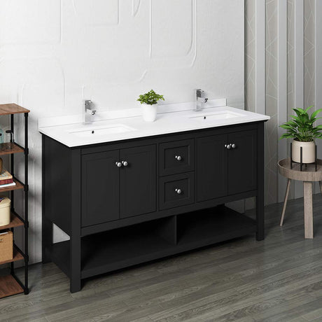 Fresca FCB2360BL-D-CWH-U Double Sink Cabinet with Sinks