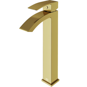 VIGO Duris 12 inch H Single Hole Single Handle Bathroom Faucet in Matte Gold - Vessel Sink Faucet VG03007MG