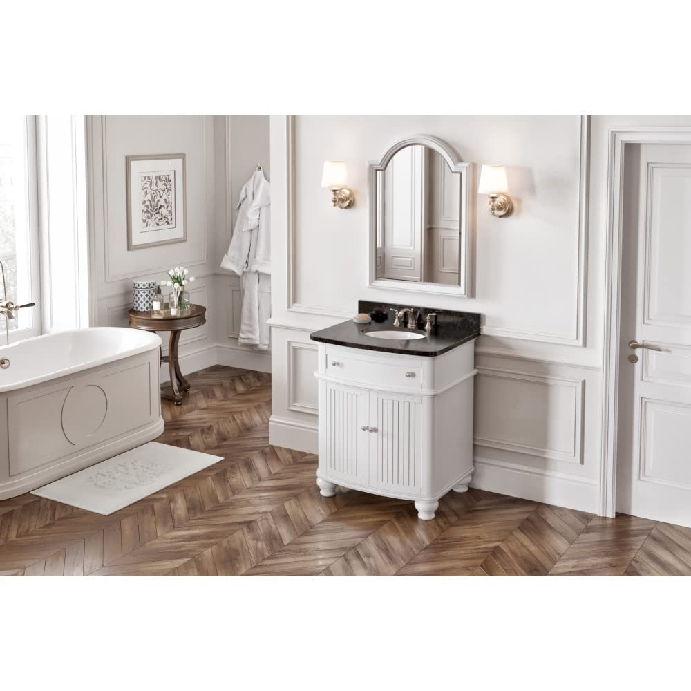 Jeffrey Alexander VKITCOM30WHBGO 30" White Compton Vanity, Compton-only Black Granite Vanity Top, undermount oval bowl