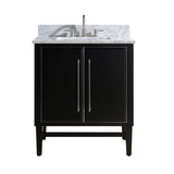 Avanity Mason 31 in. Vanity Combo in Black with Silver Trim and Carrara White Marble Top