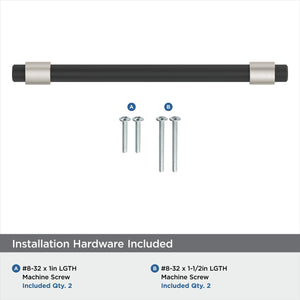 Amerock Cabinet Pull Matte Black/Satin Nickel 5-1/16 inch (128 mm) Center-to-Center Mergence 1 Pack Drawer Pull Cabinet Handle Cabinet Hardware