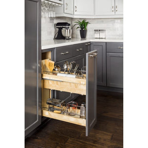 Hardware Resources UBPO-8SC 8" "No Wiggle" Utensil Bin Soft-close Base Cabinet Pullout, Pre-Assembled