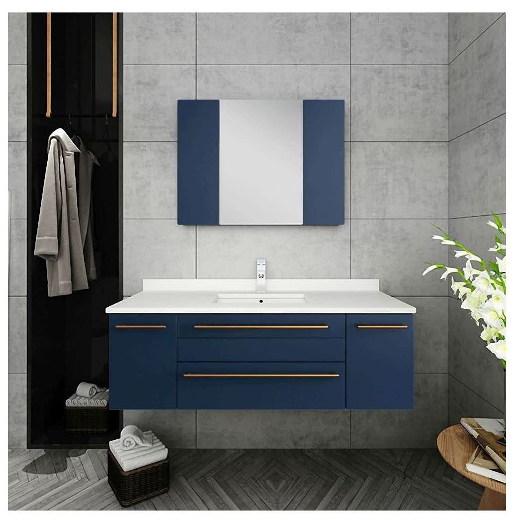 Fresca FCB6148GR-UNS Fresca Lucera 48" Gray Wall Hung Undermount Sink Modern Bathroom Cabinet