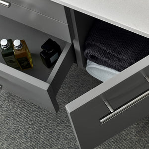 Fresca FVN6160GR-VSL Fresca Lucera 60" Gray Wall Hung Single Vessel Sink Modern Bathroom Vanity w/ Medicine Cabinet