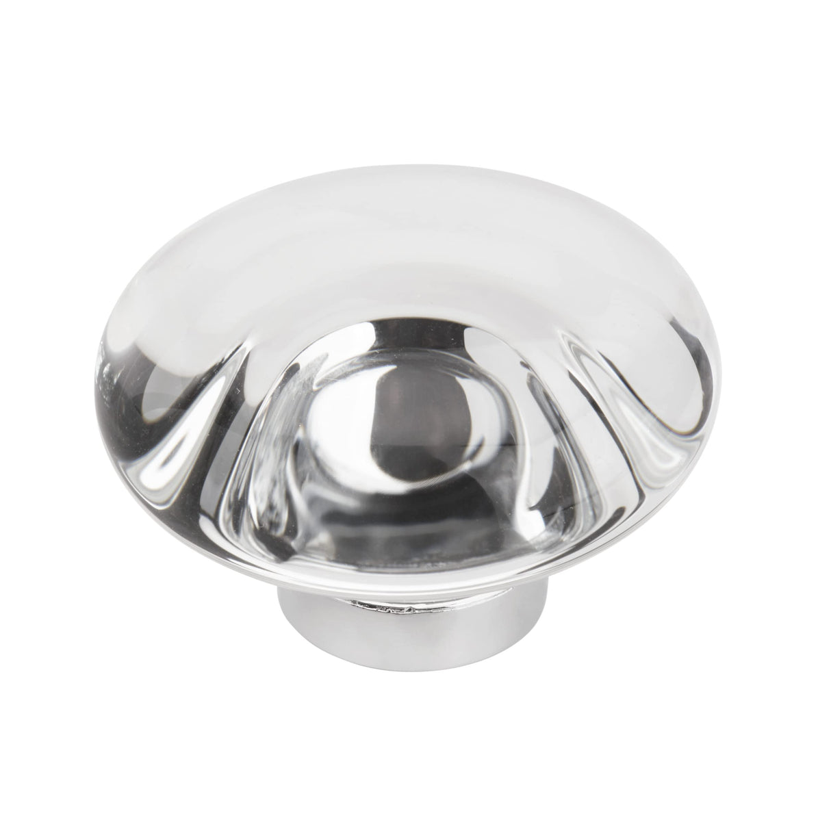 Amerock Cabinet Knob Clear/Polished Chrome 1-3/4 inch (44 mm) Diameter Glacio 1 Pack Drawer Knob Cabinet Hardware