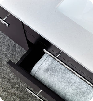 Fresca FVN6136ES-UNS-R Fresca Lucera 36" Espresso Wall Hung Undermount Sink Modern Bathroom Vanity w/ Medicine Cabinet - Right Version