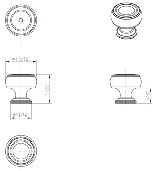 Jeffrey Alexander 127ABSB 1-3/16" Diameter Antique Brushed Satin Brass Barrel Bremen 2 Cabinet Knob