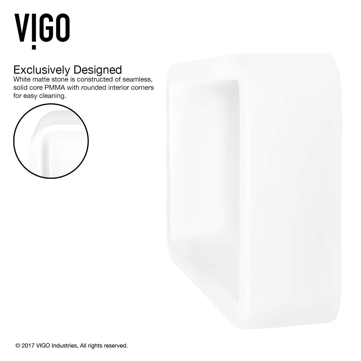 VIGO Petunia 22.75 inch L x 15.75 inch W Over the Counter Freestanding Matte Stone Rectangular Vessel Bathroom Sink in Matte White - Sink for Bathroom VG04002