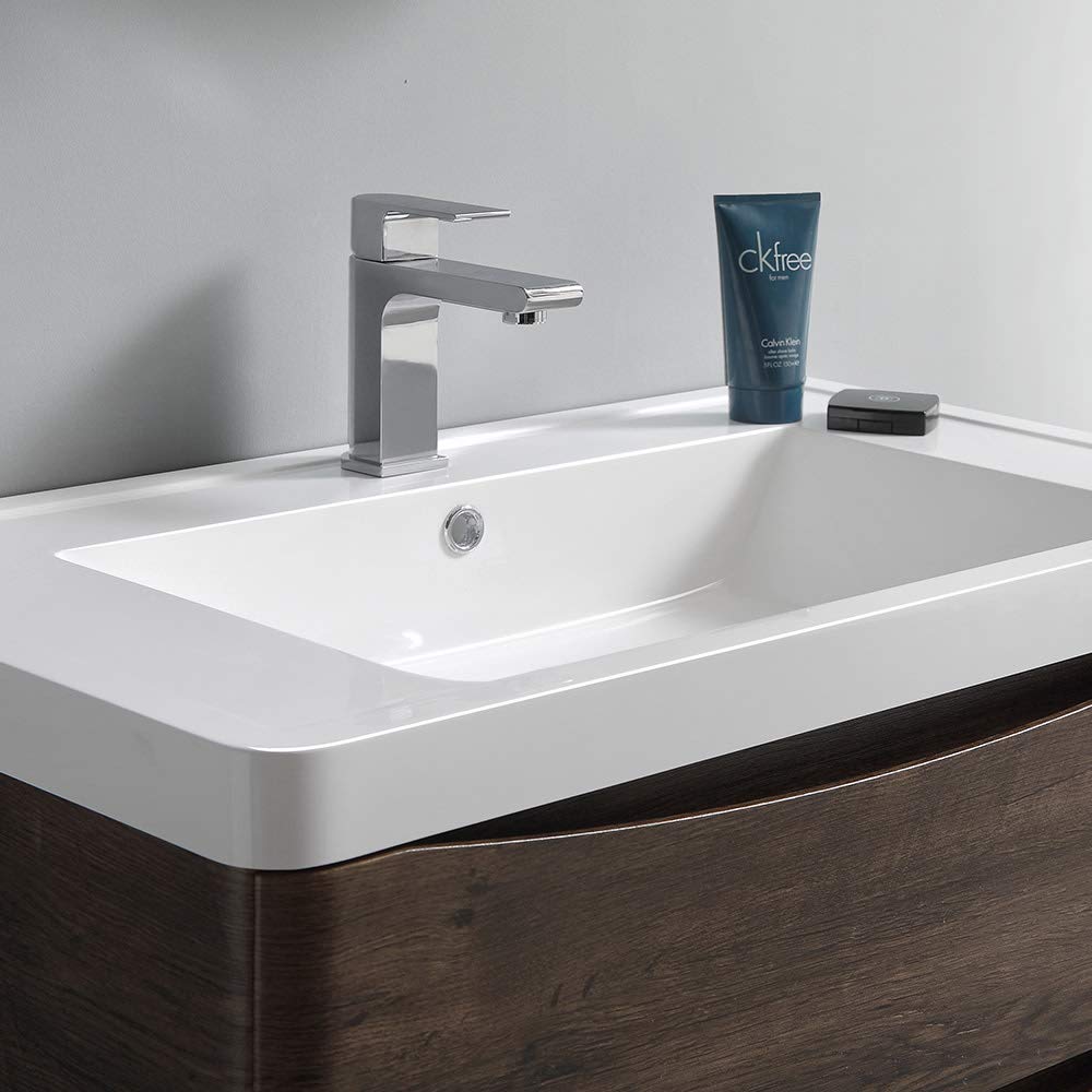 Fresca FCB9036GRG-I Fresca Tuscany 36" Glossy Gray Wall Hung Modern Bathroom Cabinet w/ Integrated Sink