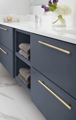 Amerock Cabinet Pull Golden Champagne 10-1/16 in (256 mm) Center-to-Center Drawer Pull Caliber Kitchen and Bath Hardware Furniture Hardware