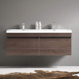 Fresca FCB8040TK-I Fresca Largo 57" Teak Modern Double Sink Bathroom Cabinet w/ Integrated Sinks