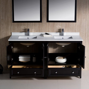 Fresca FVN20-3030ES Fresca Oxford 60" Espresso Traditional Double Sink Bathroom Vanity
