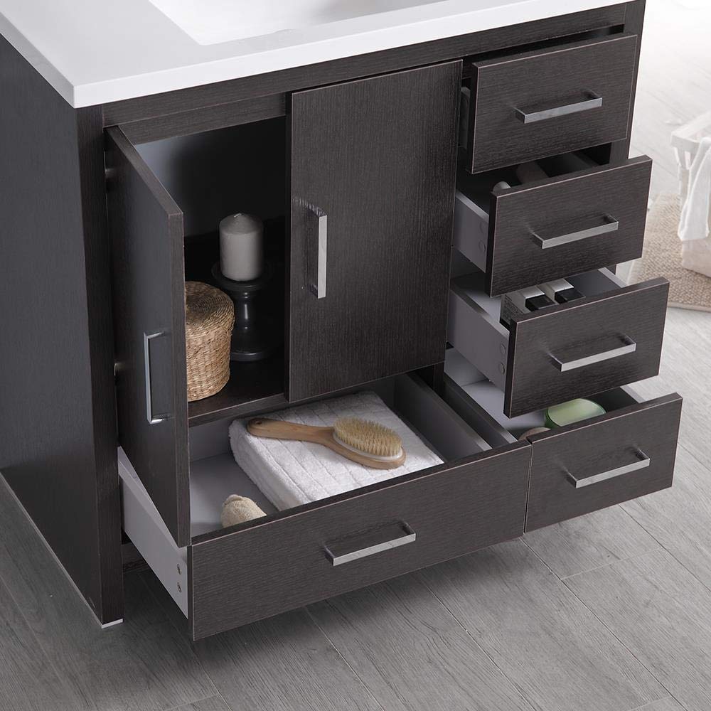 Fresca FVN9436DGO-R Fresca Imperia 36" Dark Gray Oak Free Standing Modern Bathroom Vanity w/ Medicine Cabinet - Right Version