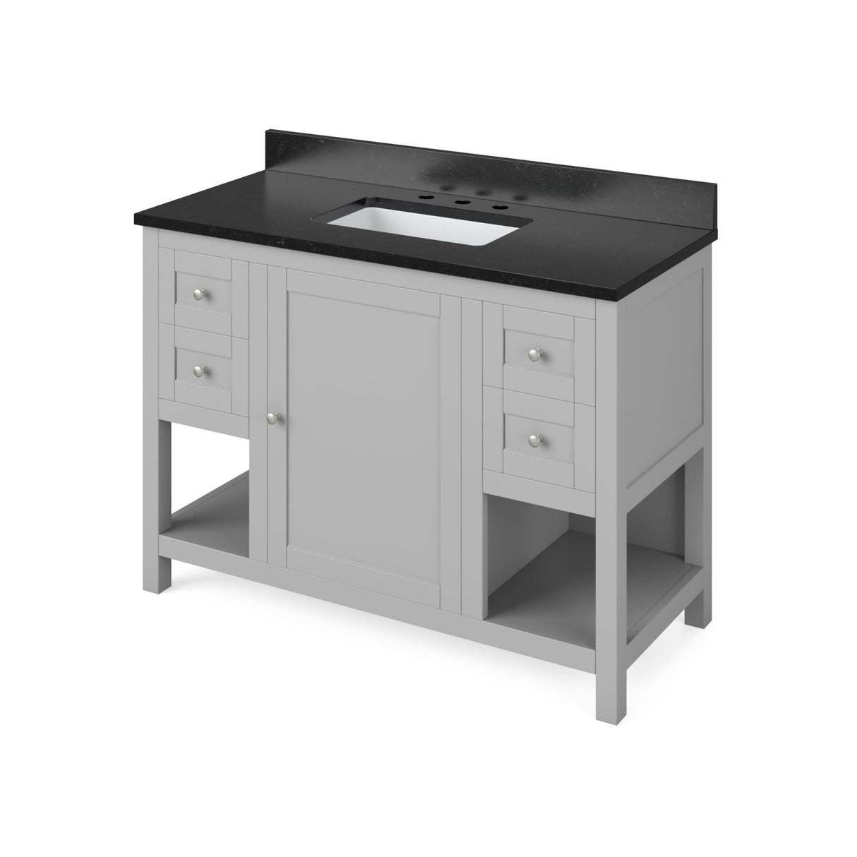 Jeffrey Alexander VKITAST48GRBGR 48" Grey Astoria Vanity, Black Granite Vanity Top, undermount rectangle bowl