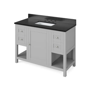 Jeffrey Alexander VKITAST48GRBGR 48" Grey Astoria Vanity, Black Granite Vanity Top, undermount rectangle bowl