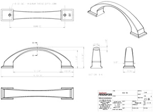 Jeffrey Alexander 944-96NI 96 mm Center-to-Center Polished Nickel Arched Roman Cabinet Pull