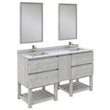 Fresca FVN31-241224ASH-FS Fresca Formosa 60" Floor Standing Double Sink Modern Bathroom Vanity w/ Open Bottom & Mirrors in Ash