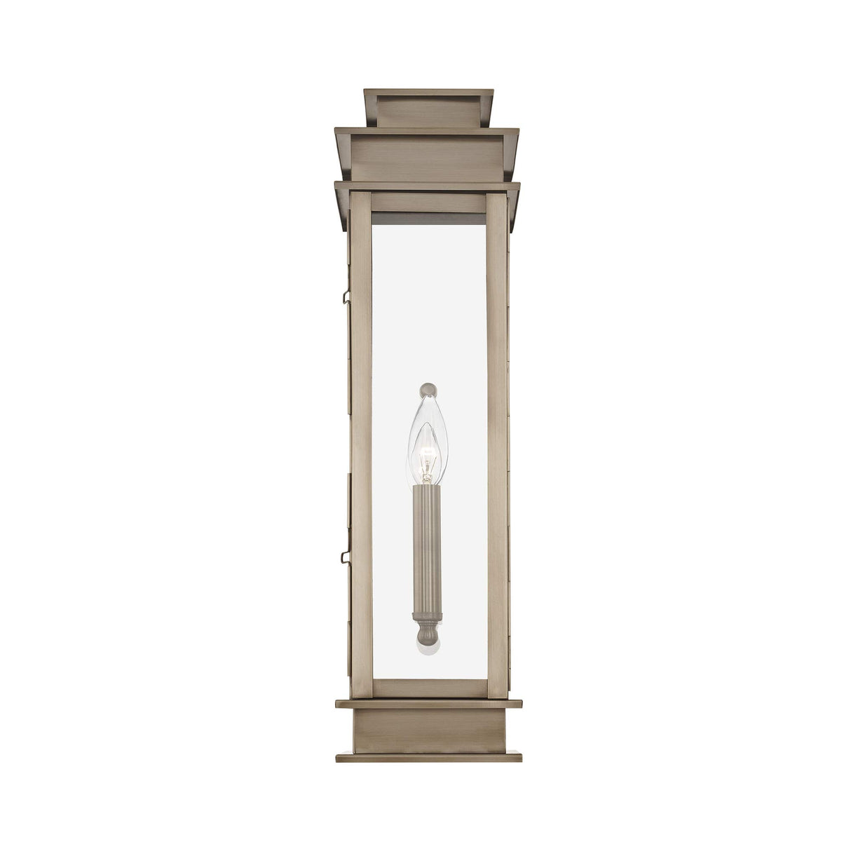 Livex Lighting 20207-29 Transitional One Light Outdoor Wall Lantern from Princeton Collection in Pwt, Nckl, B/S, Slvr. Finish, Vintage Pewter