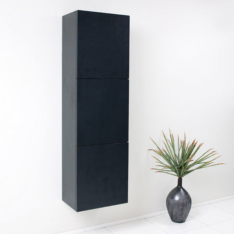 Fresca FST8090BW Fresca Black Bathroom Linen Side Cabinet w/ 3 Large Storage Areas