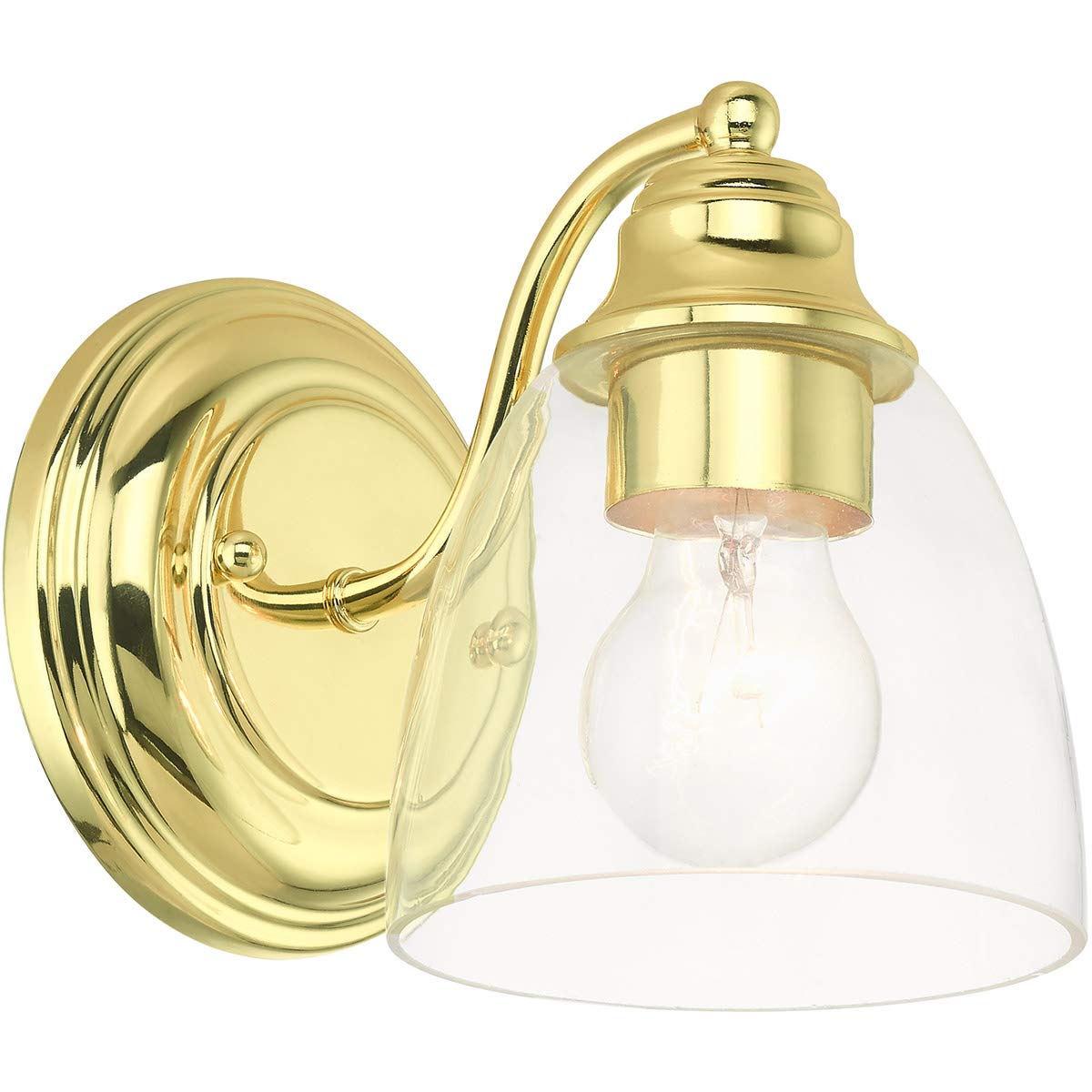 Livex Lighting 15131-02 Montgomery Collection 1-Light Bathroom Vanity Light with Clear Glass, Polished Brass, 5.38 x 7