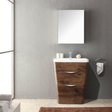 Fresca FVN8525RW Fresca Milano 26" Rosewood Modern Bathroom Vanity w/ Medicine Cabinet