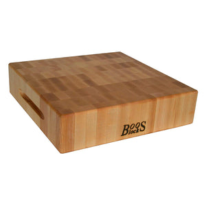 John Boos CCB183-S Large Maple Wood Cutting Board for Kitchen 18 x Inches, 3 Inches Thick Reversible End Grain Charcuterie Block with Finger Grips 18X18X3 MPL-END GR-REV-GR