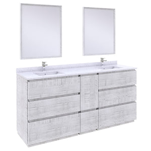Fresca FVN31-301230RWH-FC Fresca Formosa 72" Floor Standing Double Sink Modern Bathroom Vanity w/ Mirrors in Rustic White