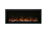 Amantii BI-40-XTRASLIM Panorama Xtraslim Full View Smart Electric  - 40" Indoor /Outdoor WiFi Enabled  Fireplace, featuring a MultiFunction Remote, Multi Speed Flame Motor, Glass Media & a Black Trim