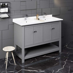 Fresca FCB2348GR-D-CWH-U Double Sink Cabinet with Sinks