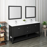 Fresca FVN2372WH-D Fresca Manchester 72" White Traditional Double Sink Bathroom Vanity w/ Mirrors