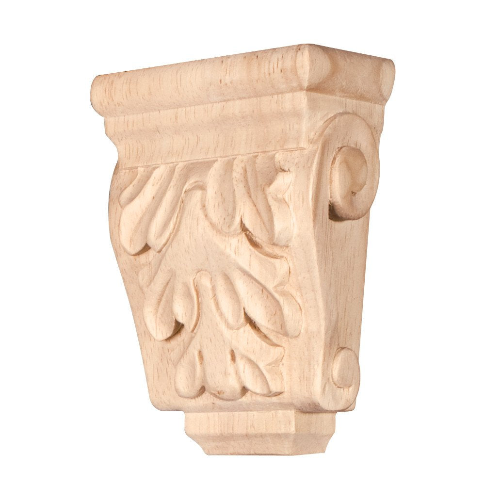 Hardware Resources CORMJ-RW 3" W x 1-3/4" D x 4-1/4" H Rubberwood Mini Acanthus Corbel