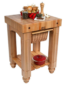 John Boos CU-GB25-CR American Heritage Prep Table with Butcher Block Top Base Finish: Warm Cherry