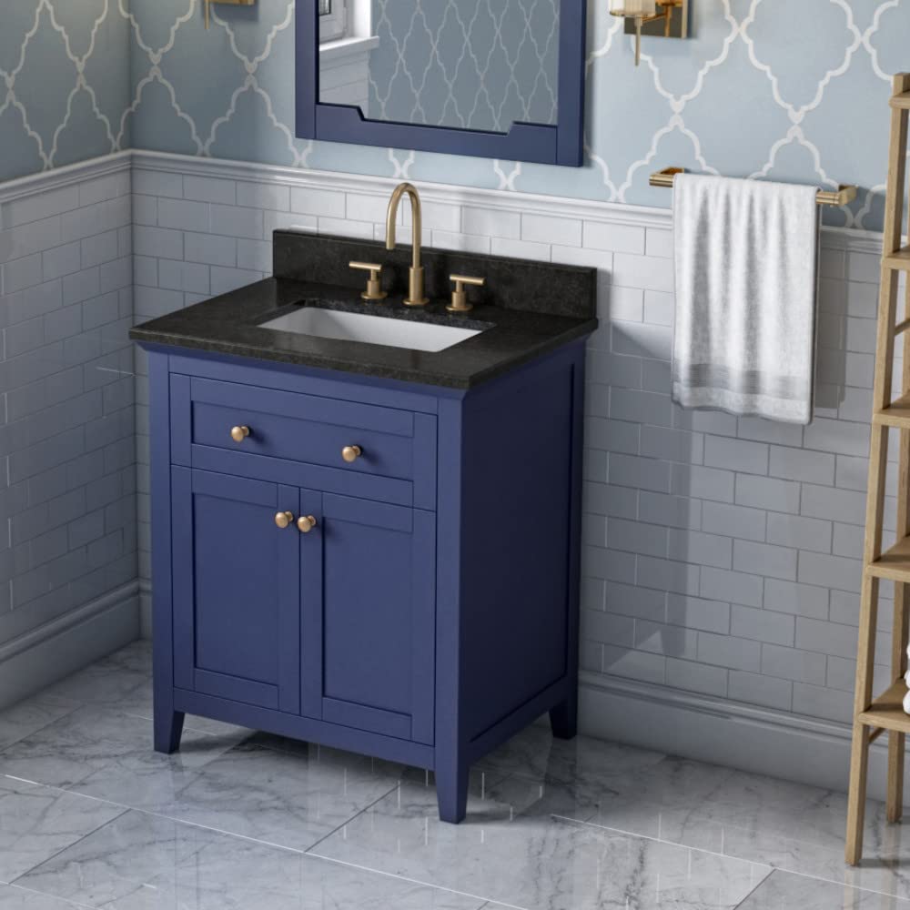Jeffrey Alexander VKITCHA30BLBGR 30" Hale Blue Chatham Vanity, Black Granite Vanity Top, undermount rectangle bowl