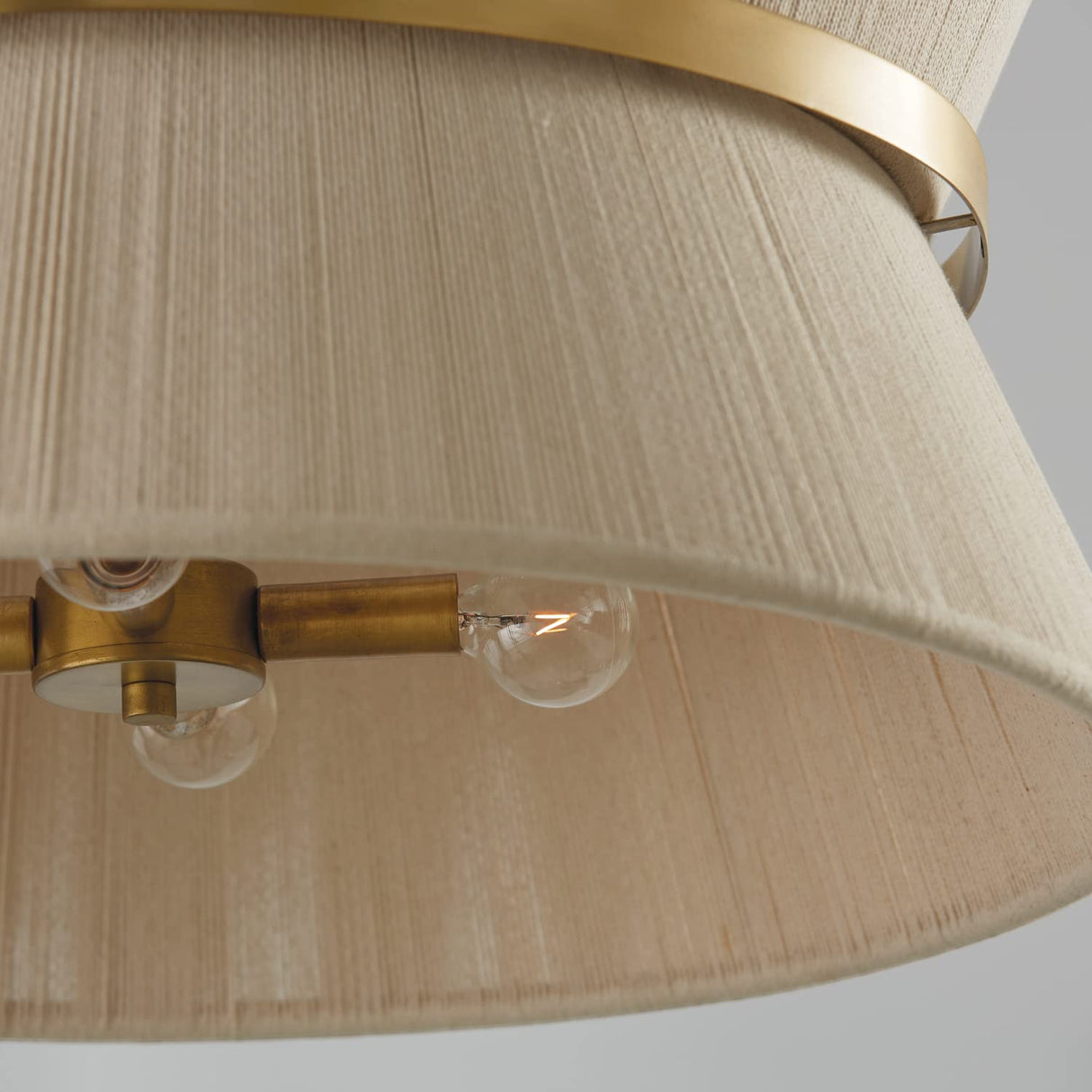 Capital Lighting 341281NP Cecilia 8 Light Pendant Bleached Natural Rope and Patinaed Brass