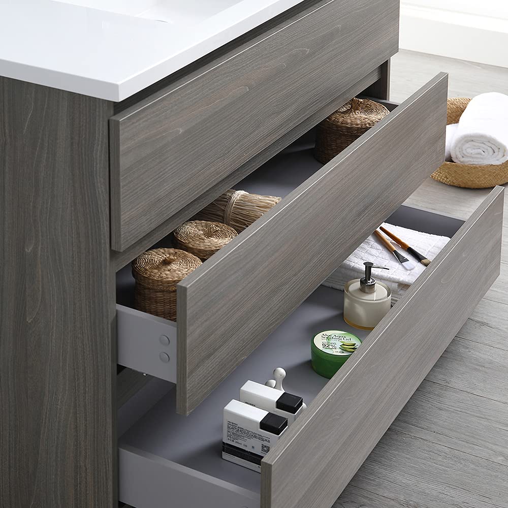 Fresca FVN9348RW Fresca Lazzaro 48" Rosewood Free Standing Modern Bathroom Vanity w/ Medicine Cabinet