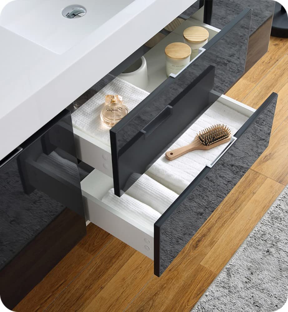 Fresca FCB8360GG Fresca Valencia 60" Dark Slate Gray Wall Hung Single Sink Modern Bathroom Cabinet