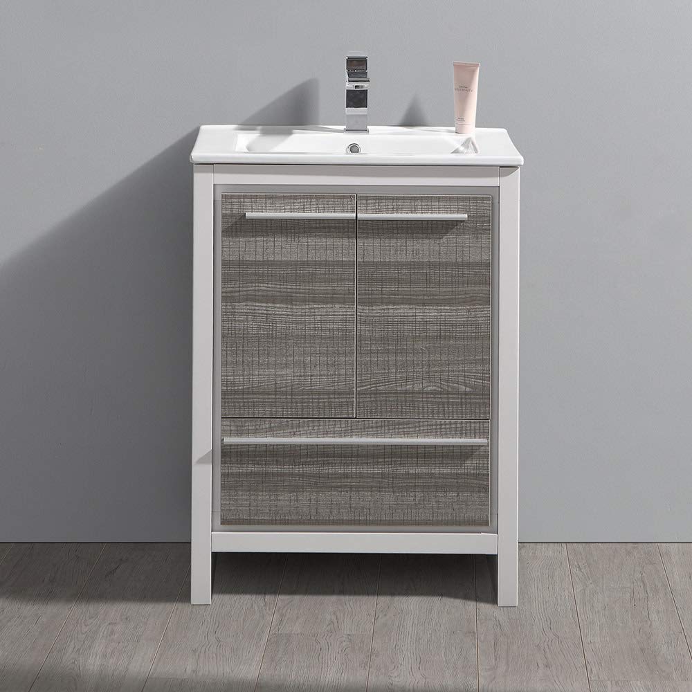 Fresca FCB8125WH-I Fresca Allier 24" White Modern Bathroom Cabinet w/ Sink