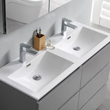 Fresca FVN93-2424MGO-D Fresca Lazzaro 48" Gray Wood Free Standing Double Sink Modern Bathroom Vanity w/ Medicine Cabinet