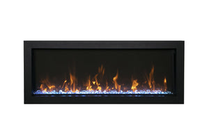Amantii BI-60-XTRASLIM Panorama Xtraslim Full View Smart Electric  - 60" Indoor /Outdoor WiFi Enabled  Fireplace, featuring a MultiFunction Remote, Multi Speed Flame Motor, Glass Media & a Black Trim