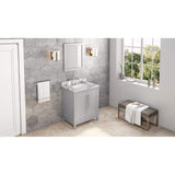 Jeffrey Alexander VKITCAD30GRCQR 30" Grey Cade Vanity, Calacatta Vienna Quartz Vanity Top, undermount rectangle bowl