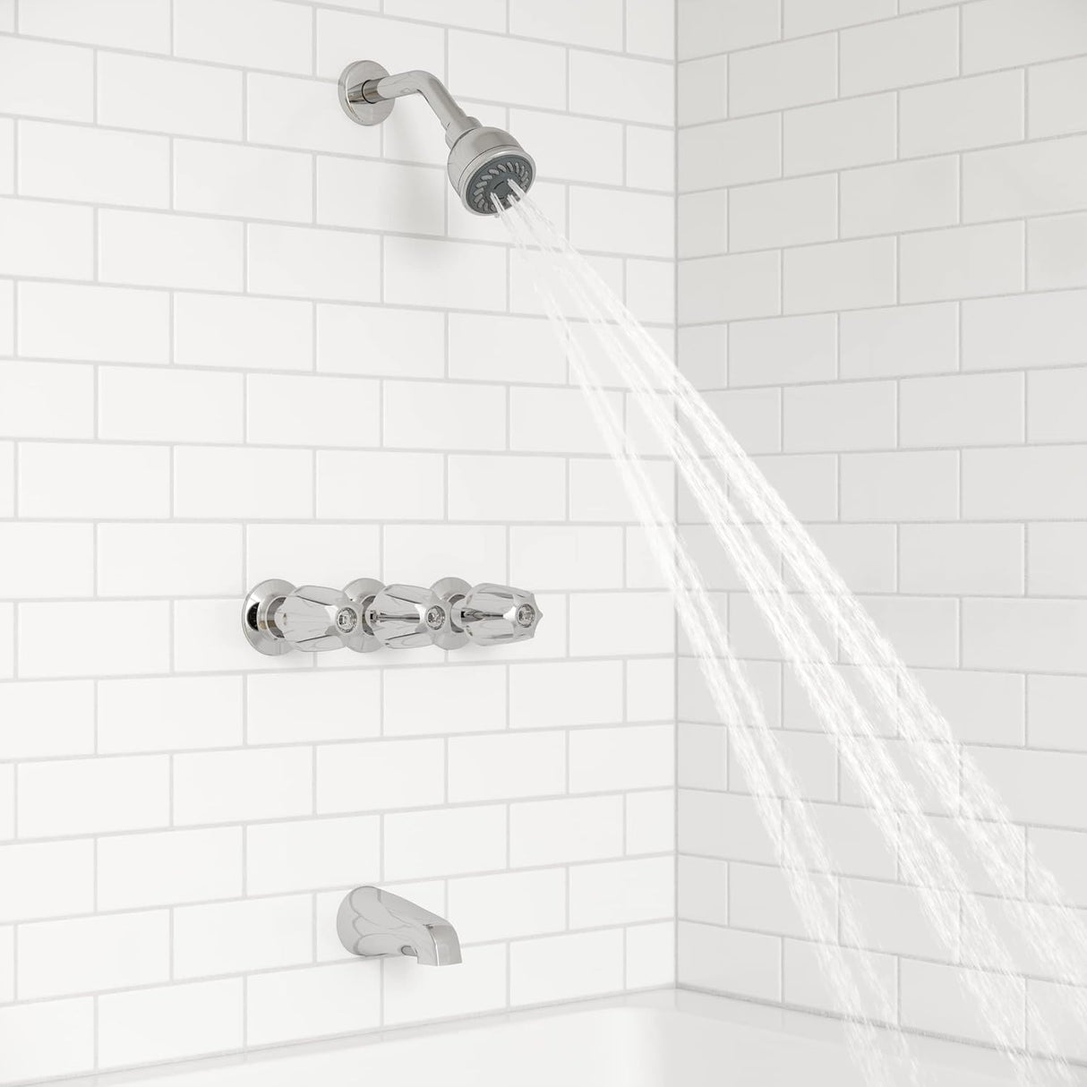 Polished Chrome Pfister 3-handle Tub & Shower Faucet LG01-1120