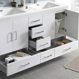 Fresca FCB9460WH-D-I Fresca Imperia 60" Glossy White Free Standing Modern Bathroom Cabinet w/ Integrated Double Sink