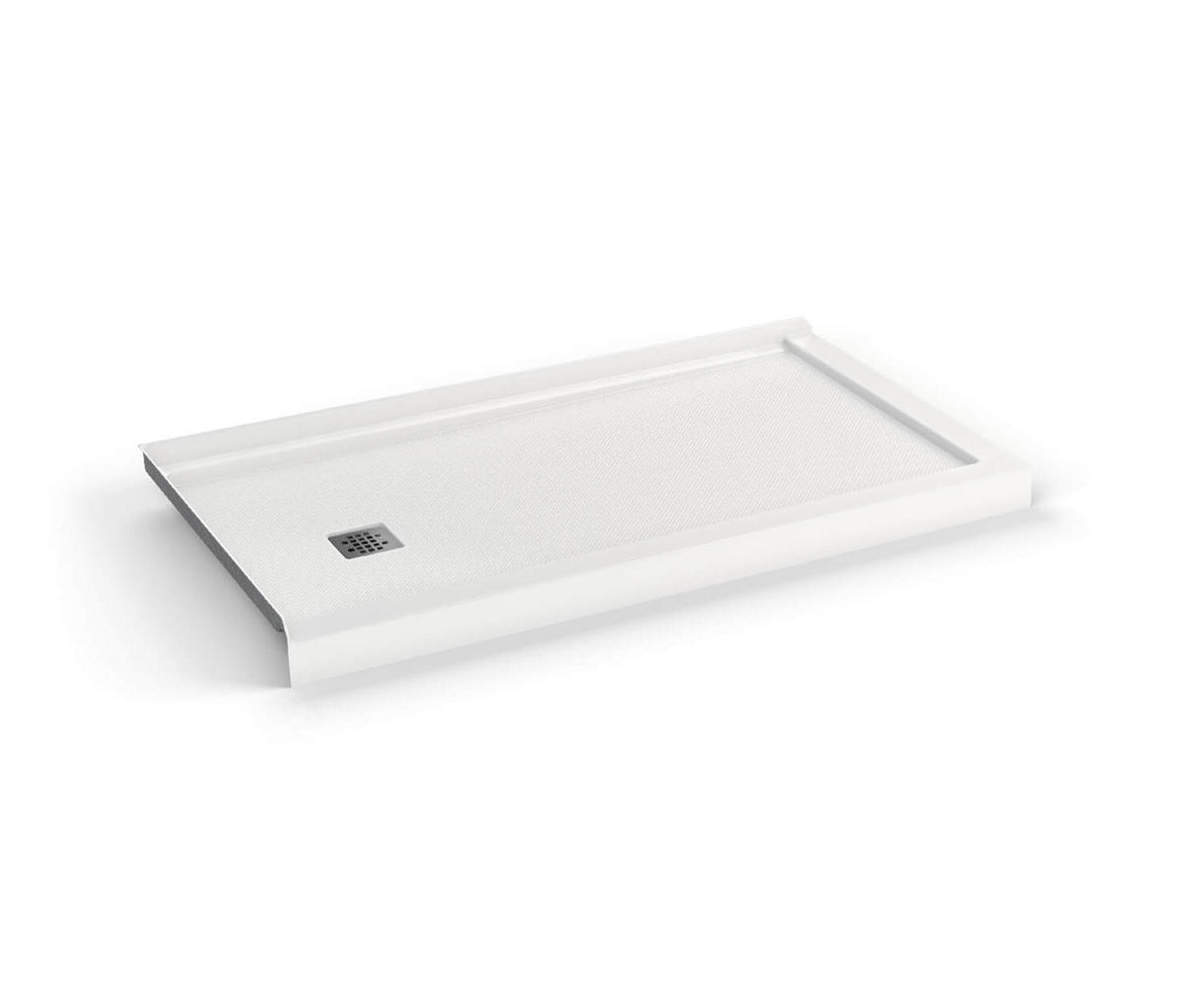 MAAX 420035-542-001-100 B3Square 6034 Acrylic Corner Left Shower Base in White with Anti-slip Bottom with Left-Hand Drain