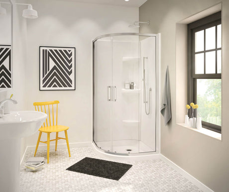 MAAX 137443-900-084-000 Radia Neo-round 32 x 32 x 71 ½ in. 6mm Sliding Shower Door for Corner Installation with Clear glass in Chrome