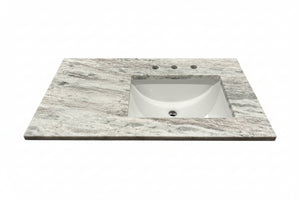 37" Fantasy Brown Leather Sink Rectangle to the Right BackSplash