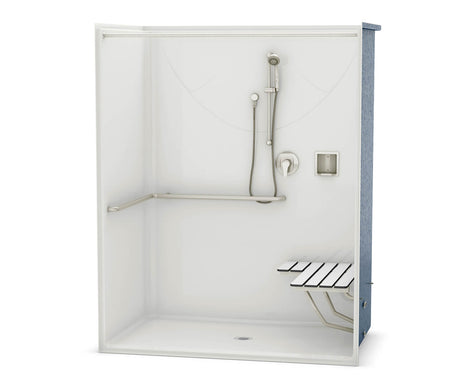MAAX 106044-000-002-105 OPS-6036 ADA Compliant (with Seat) AcrylX Alcove Center Drain One-Piece Shower in White