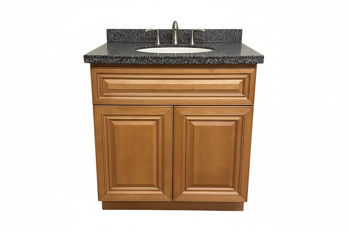 30” Solid Wood Vanity with Gerber Faucet Brushed nickel.
