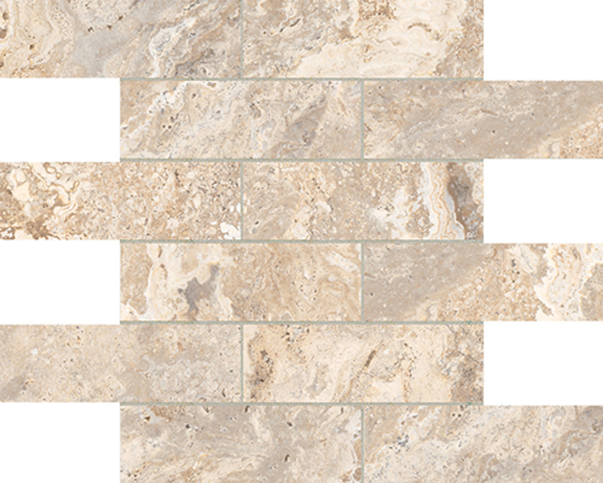 Anatolia Tile 2X6 Antico Ivory Matte Porcelain Brick Mosaics. 1 Sheet = .96 Sq. Ft. 4501-0008-0 (63-467) Ivory Brick 2x6 - premium natural stone mosaic tile from Anatolia Tile, available at PoshHaus showroom in Keene, NH